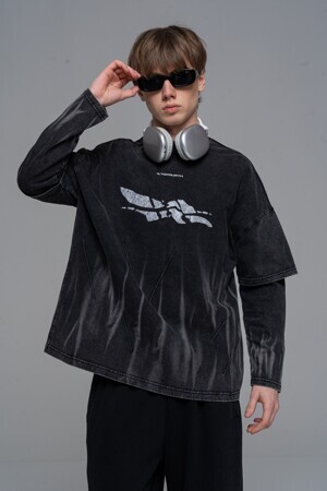 Лонгслив oversize для мальчика с двойными руками (vintage wash)